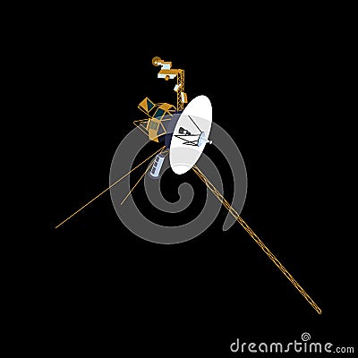 Spacecraft Voyager 2 in cartoon style 2d. vector Vector Illustration