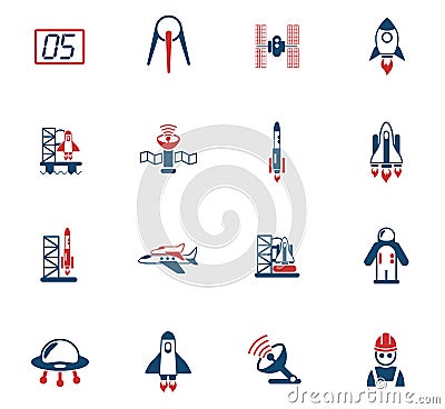 Spacecrafts icon set Vector Illustration