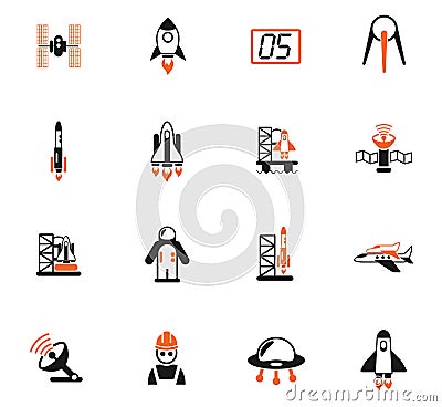 spacecrafts icon set Stock Photo