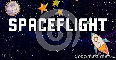 Spaceflight theme with a space background Stock Photo