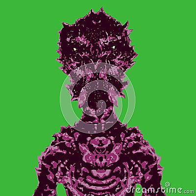 Spaceman invader. Vector illustration on green background. Vector Illustration