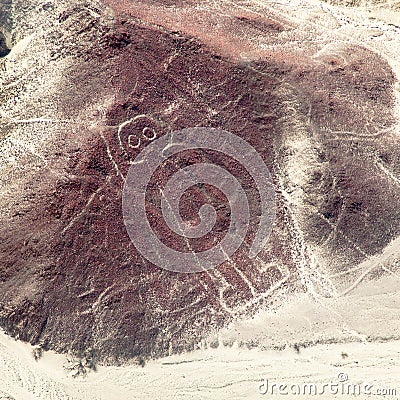 The spaceman or space man, Nazca or Nasca geoglyph Editorial Stock Photo