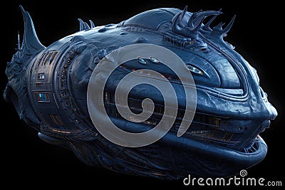 A Spaceship With A Biomorphic Design, Resembling A Giant Sea Creature. Generative AI Stock Photo