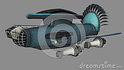 Spaceship in blue Stock Photo
