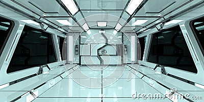 Spaceship bright interior 3D rendering Stock Photo