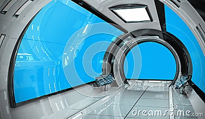 Spaceship bright interior 3D rendering Stock Photo