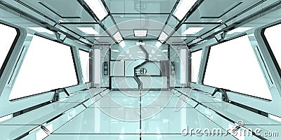 Spaceship bright interior 3D rendering Stock Photo