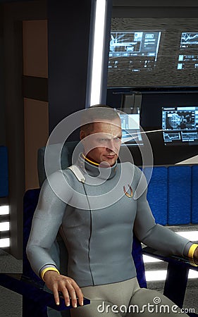 Spaceship captain futuristic man Stock Photo