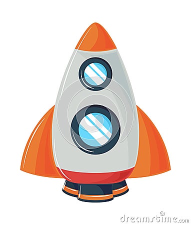 spaceship cartoon icon Vector Illustration