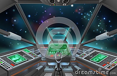 Spaceship Cockpit Space Ship Spacecraft Interior Vector Illustration