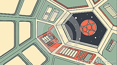 Spaceship cockpit view, interstellar travel and futuristic flight vector design Generative AI Vector Illustration