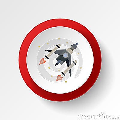Spaceship colored button icon. Element of space illustration. Signs and symbols icon can be used for web, logo, mobile app, UI, UX Cartoon Illustration