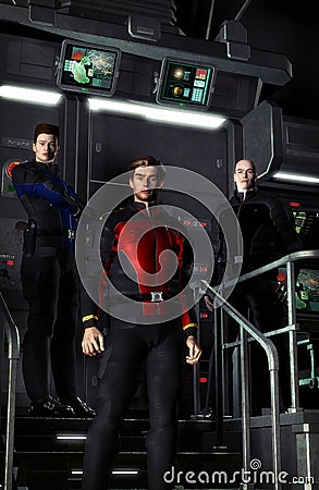 spaceship crew Stock Photo