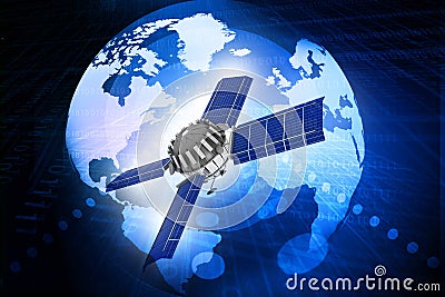 Spaceship at the Earth orbit Stock Photo