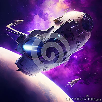 Spaceship fleet alien planet Stock Photo