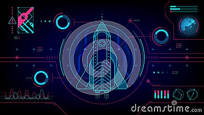 Spaceship futuristic HUD technology computer display Vector Illustration