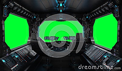 Spaceship grunge interior window isolated Stock Photo