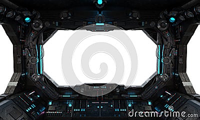 Spaceship grunge interior window isolated Stock Photo