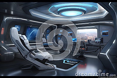 spaceship hospital ward of the future. Neural network AI generated Stock Photo