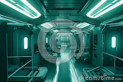 spaceship hospital ward of the future. Neural network AI generated Stock Photo