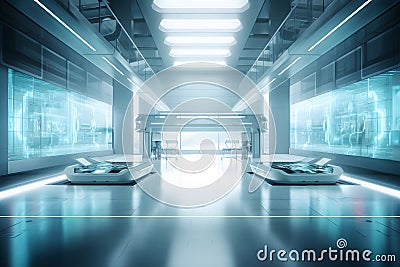 spaceship hospital ward of the future. Neural network AI generated Stock Photo