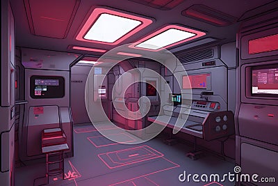 spaceship hospital ward of the future. Neural network AI generated Stock Photo