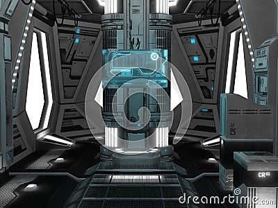 Spaceship interior Cartoon Illustration