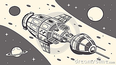 Spaceship launching, rocket launch, space travel and interstellar journey, cosmic start vector design Generative AI Vector Illustration