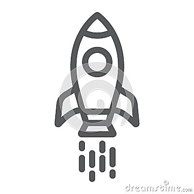 Spaceship line icon, shuttle and cosmos, rocket sign, vector graphics, a linear pattern on a white background. Vector Illustration