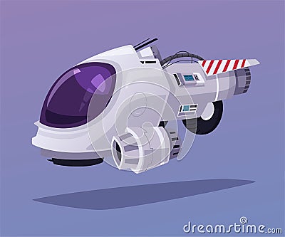 Spaceship in outer space. Cartoon vector illustration. Vector Illustration