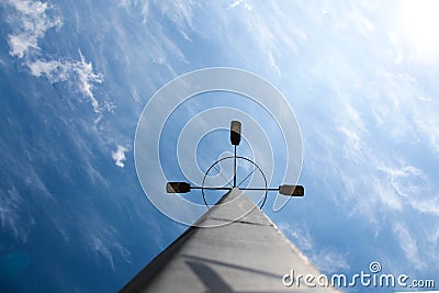 Spaceship in outer space. Antenna on the background of the deep space. Imitation Stock Photo