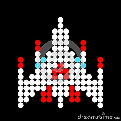 spaceship pattern. Dots pixel spaceship image. Vector Illustration