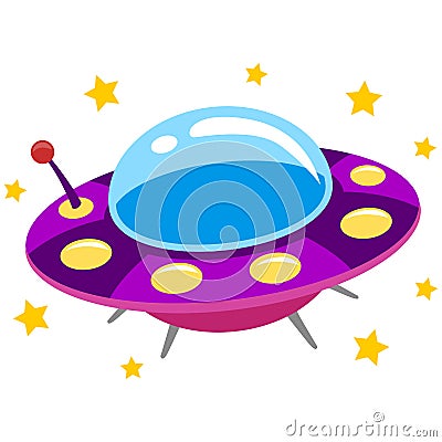 Spaceship UFO and Flying Saucer Vector Illustration