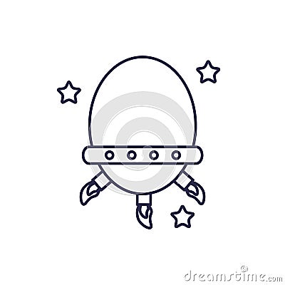 Spaceship universe line style icon Vector Illustration