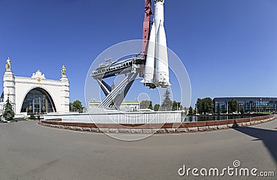Spaceship Vostok--VDNKH park in Moscow, Russia. Editorial Stock Photo