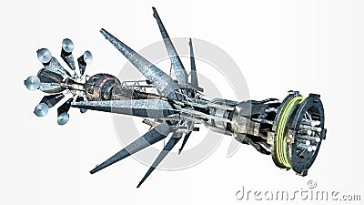 Spaceship with Warp Drive Stock Photo