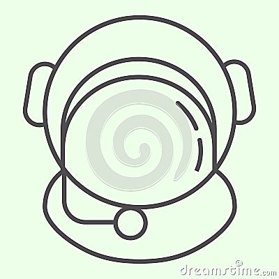 Spacesuit thin line icon. Astronaut helmet with protective glass outline style pictogram on white background. Space and Vector Illustration