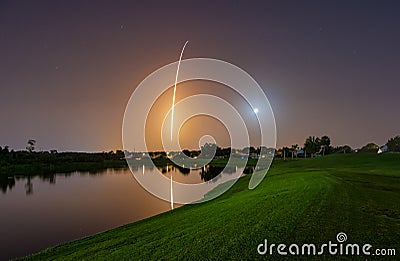 SpaceX Falcon Heavy Rocket Launch Stock Photo