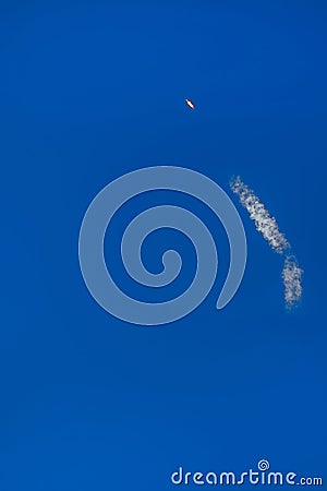 SpaceX Falcon 9 rocket in flight off Vandenberg Air Force Base. Editorial Stock Photo