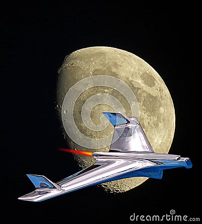Spacex manned mission to mars rocket flight moon orbit Stock Photo