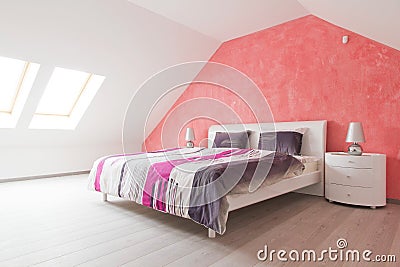 Spacious airy loft bedroom Stock Photo