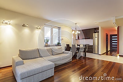 Spacious apartment - Living room Stock Photo