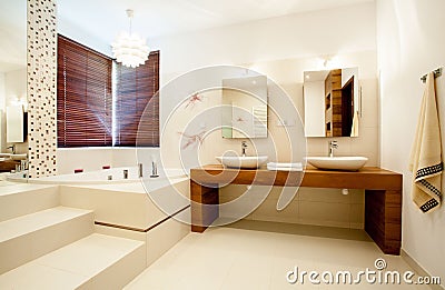 Spacious bathroom in modern house Stock Photo