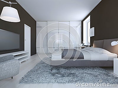 Spacious bedroom minimalist style Stock Photo