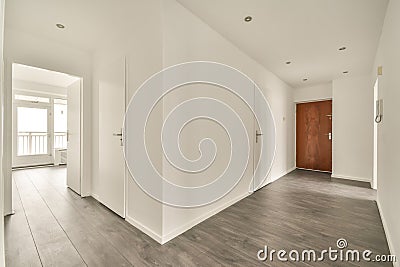 Spacious corridor in gray tones Stock Photo