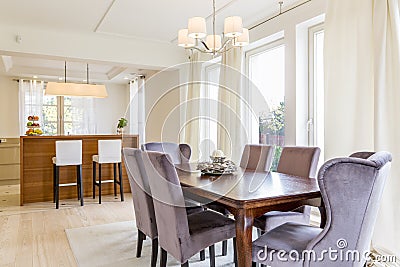 Spacious dining room Stock Photo