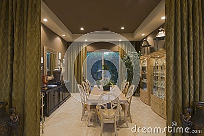Spacious Dining Room In Home Stock Photo