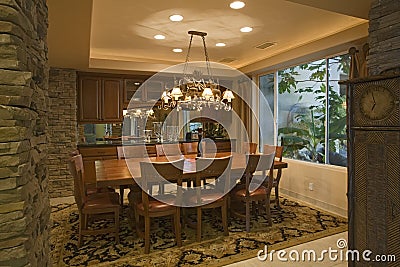 Spacious Dining Room In House Stock Photo