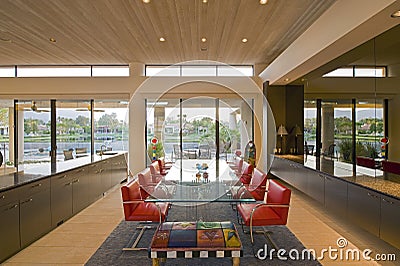 Spacious Dining Room In House Stock Photo