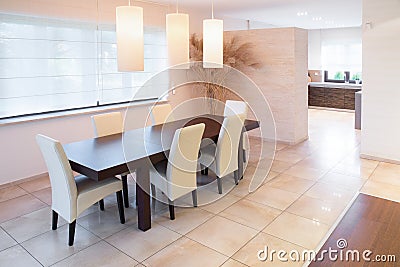 Spacious dining room Stock Photo